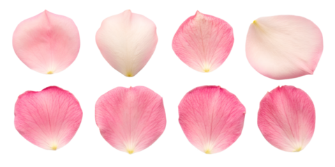 Soft pink flower petals on white, delicate pink petal design, Cut Out