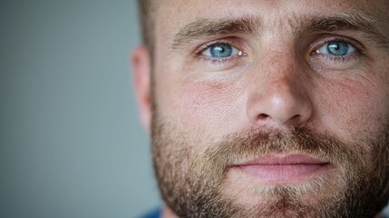 Fototapeta premium Close-up portrait of man with thoughtful expression. Possible use Stock photo for emotional expression