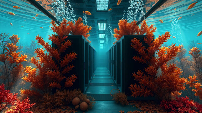 Hochleitungsrechenzentrum unter Wasser. Energiesparende, intelligente Hochleistungstechnologie im Einklang mit der Umwelt.
