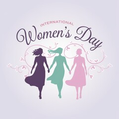 Minimalist illustration of three female silhouettes for Womens Day