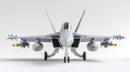 Fototapeta premium detailed model of military fighter jet with missiles, showcasing its sleek design and powerful features