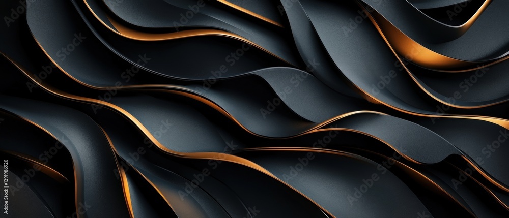Poster black and gold abstract background with smooth textures and patterns for design projects
