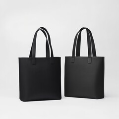 Two Black Tote Bags on a White Background