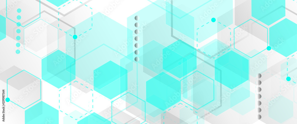 Aufkleber Vector hexagons pattern. Geometric abstract background with simple hexagonal elements. Medical, technology or science design