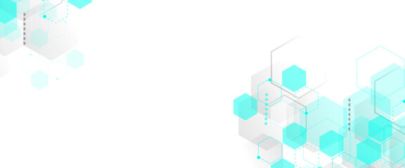 Geometric abstract background with green hexagons. Structure molecule and communication