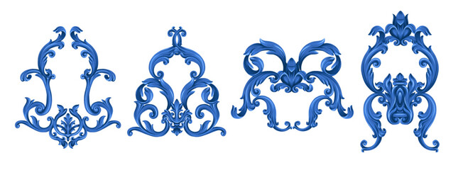 Baroque vintage elements isolated. Vector.