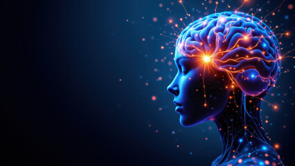 A digital illustration of a human-like robot with an open brain, showcasing advanced technology and artificial general intelligence.