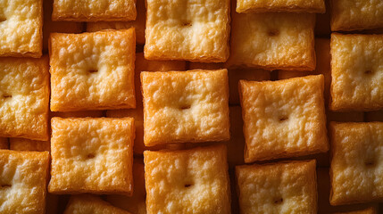 Crispy Golden Crackers in a Grid Pattern