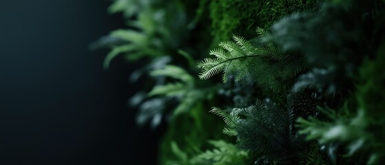 Close-up of a group of green fern leaves. the leaves are arranged in a way that they are overlapping each other, creating a sense of depth and dimension.