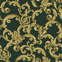 Seamless pattern with baroque elements. Vector.