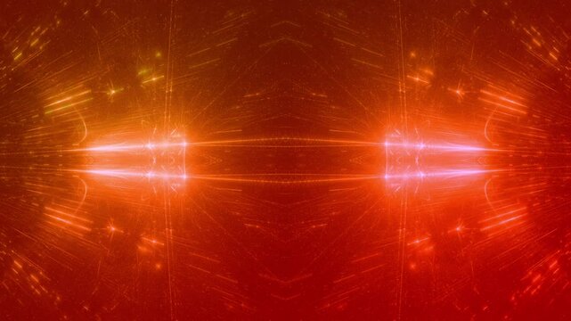 leuchtende Lichtpunkte bewegen sich langsam Richtung Zentrum, digitaler Datentransfer, Algorithmus, Internet, Energie, Datenfluss, Geschwindigkeit, Wandel, Austausch, orange