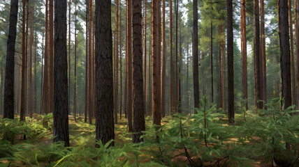 Naklejka premium trees in the forest, ai generated