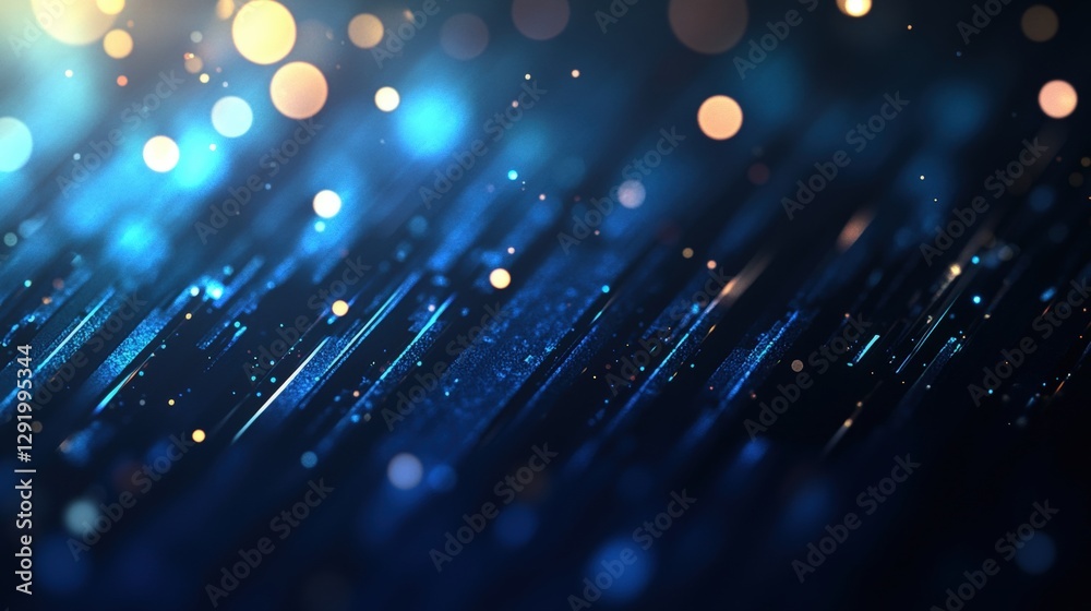 Poster abstract blue background with bokeh lights creating a soft and dreamy visual effect for design proje