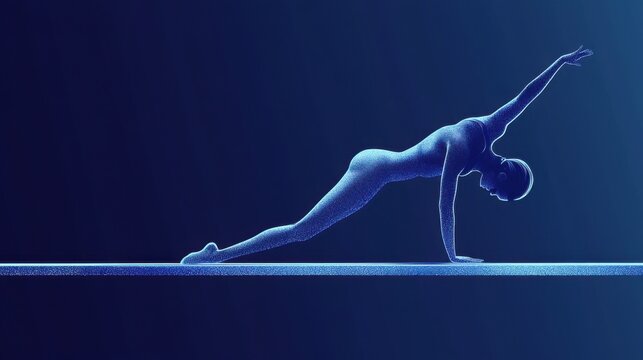 Illustration of a gymnast in a handstand on the parallel bars, vibrant vector design