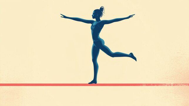 Illustration of a gymnast in a handstand on the parallel bars, vibrant vector design