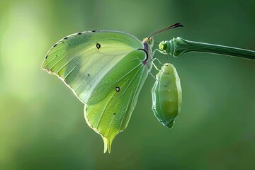 The butterfly emerging from the chrysalis, represents the transformation and rebirth of life in spring  