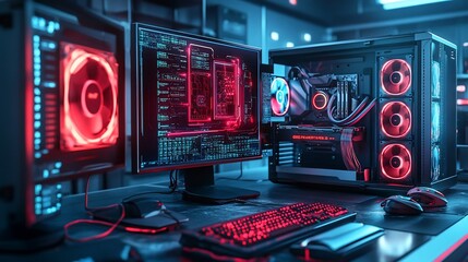 High-performance gaming PC setup with RGB lighting.