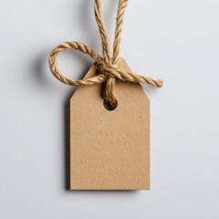 Blank paper price tag with string on white