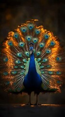 Obraz premium Dazzling peacock shimmering feathers nature bird high resolution hd image