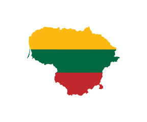Map of Lithuania, national flag of Lithuania. Lithuania border boundary country shape national illustration on transparent background PNG. 