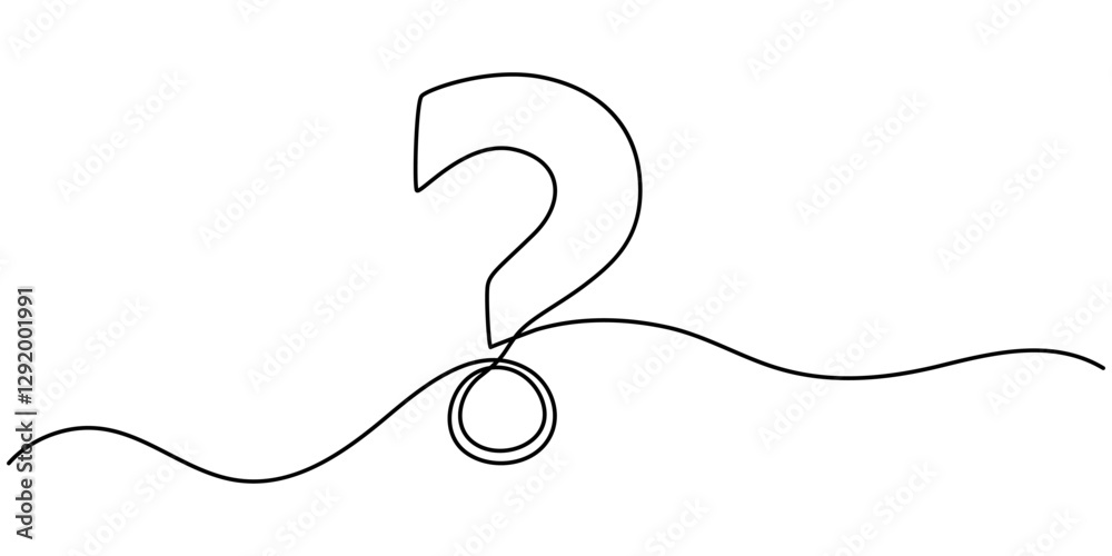 Poster question mark linear background. one continuous line drawing of question mark. vector illustration. 