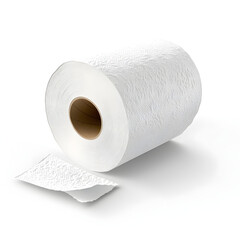 White Toilet Paper Rolls with Soft Texture on a Clean White Background
