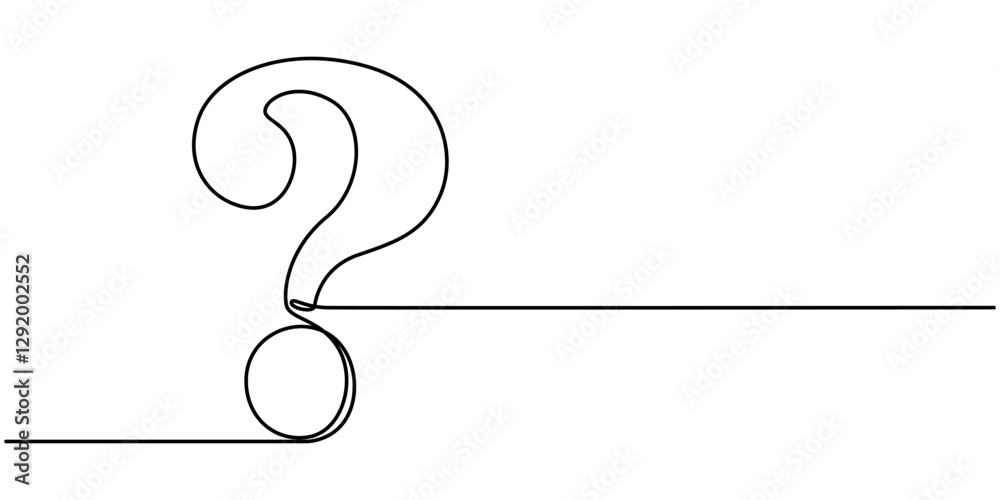 Poster question mark linear background. one continuous line drawing of question mark. vector illustration. 
