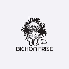 bichon frise dog pet logo design vector