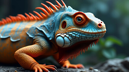 Fototapeta premium modern digital iguana, spectacular illustration