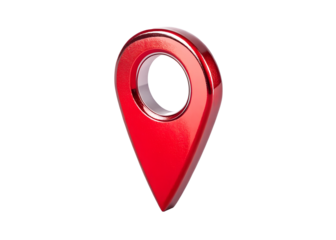 Shiny red pin for pinning the location of the destination, vibrant red map pin, Cut Out