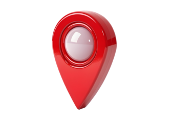 Shiny red pin for pinning the location of the destination, classic red location pin, Cut Out