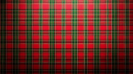 Red and green tartan fabric background for traditional clothing or holiday decoration