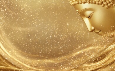 Naklejka premium 荘厳な金の仏像と光の流れ（背景、壁紙）
