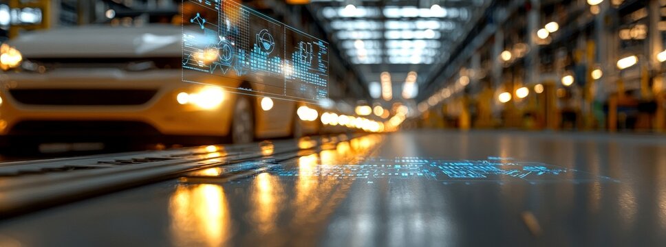 Image of futuristic factory and technology, suitable for banners and ads