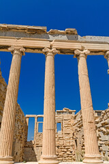 columns of the erechtheion on the acropolis, Athens, Greece