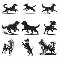 Dog silhouette vector ,icon set