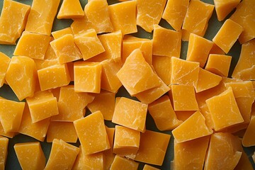 Cheese assortment with various textures and colors, arranged on a wooden board, showcasing gourmet dairy products in a visually appealing composition, book illustration style