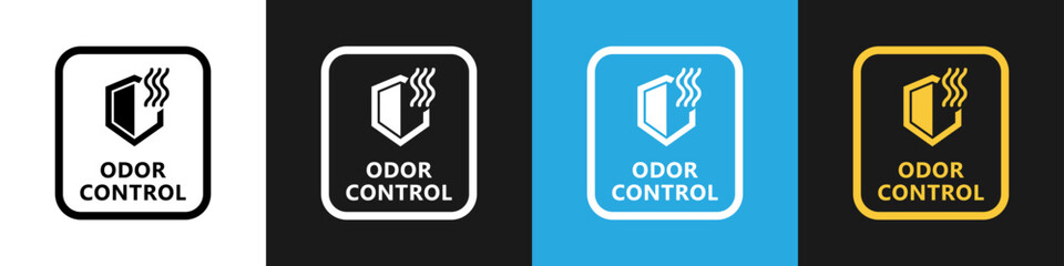 Odor control - vector icon with shield. Sticker for packaging isolated on different backgrounds.