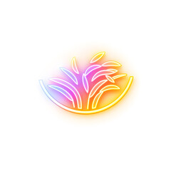 rice plant holographic 3D icon. neon symbol vector illustration isolated on white background. Generative AI
