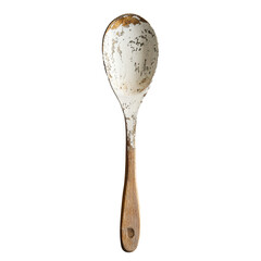 Wooden spoon with chipped paint rests on a Transparent background, Wooden Spoon with Chipped Paint PNG background