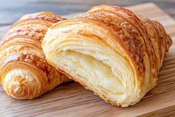 Fototapeta premium Flaky French Croissant with Golden Layers