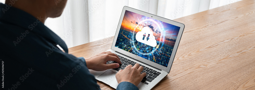 Poster cloud computing software for modish remote work and personal data storage