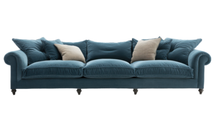 Relaxing sofa in modern living room interior design cozy atmosphere contemporary style wide angle view