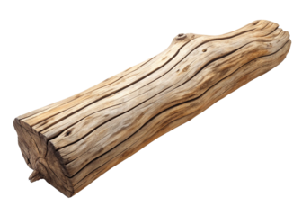 Driftwood log isolated on white, weathered driftwood on white surface, Cut Out