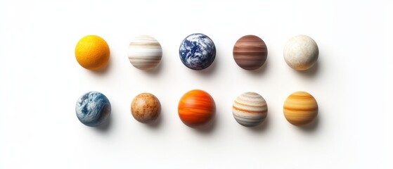 Fototapeta premium planets in solar system against a white background