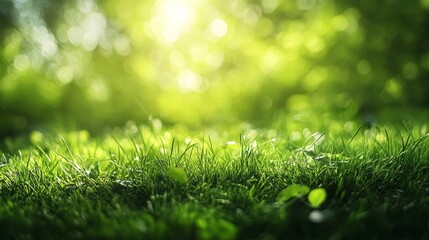 Naklejka premium Fresh and lush green grass background. Perfect for creating a vibrant and natural setting for photography, sports, or any outdoor activity.