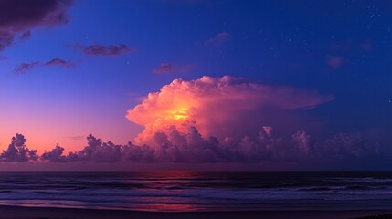 Dramatic sunrise over ocean with vibrant clouds