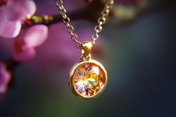 Pinkish yellow sapphire necklace
