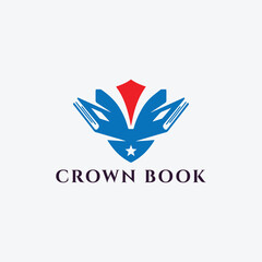 crown book logo design vector