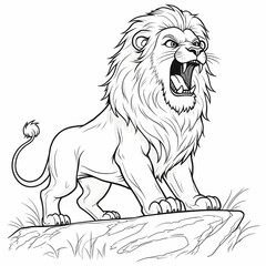 Obraz premium Lion Roaring Line Art